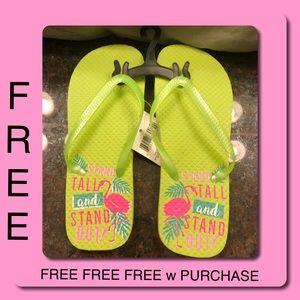 FREE w Purchase Flamingo Flip Flops Pink Green NWT